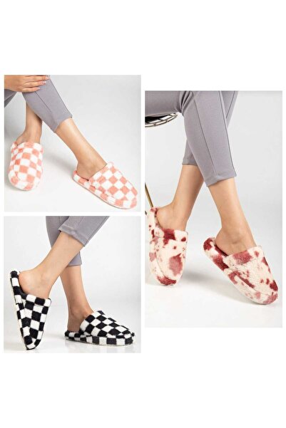 oliviashoes Women's Plush Furry House Slippers 3 Pack