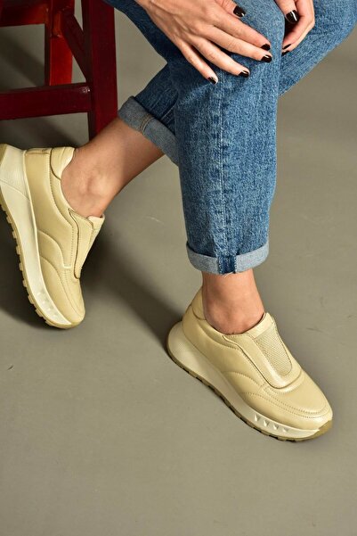 Fox Shoes U555248103 Beige Genuine Leather Casual Women's Shoes