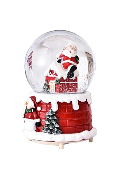 Sofia Store Decoratiune glob cu zapada, Mos Craciun pe casa, diametru 4.5 cm,...