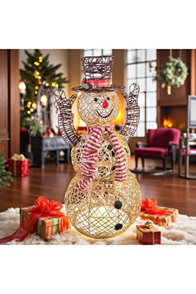 Sofia Store Figurina Luminoasă Om de Zăpadă cu Pălărie și Fular, Ornament Ext...