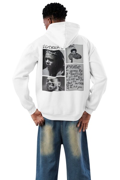 Fuddy Moda Unisex Kendrick Lamar Back Printed Hooded Sweatshirt, Oversized Rapper Themed Hoodie
