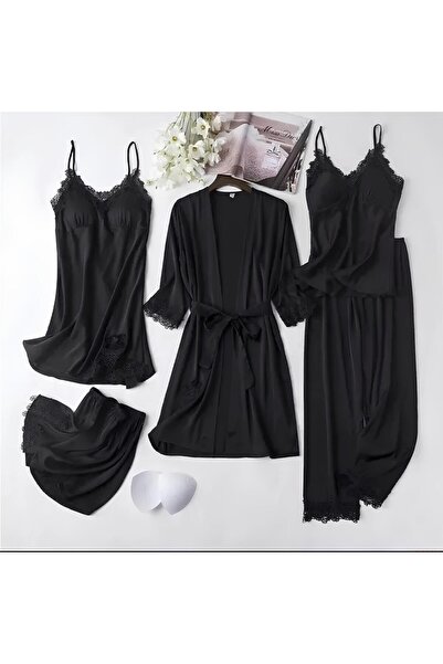 Inovius Γυναικείο σετ πιτζάμας 5 τεμαχίων από σατέν - ANI111 Μέγεθος M