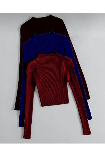 Paraf style Women's Knitwear 3-Piece Long Sleeve Crop Sweater Stylish and Com...