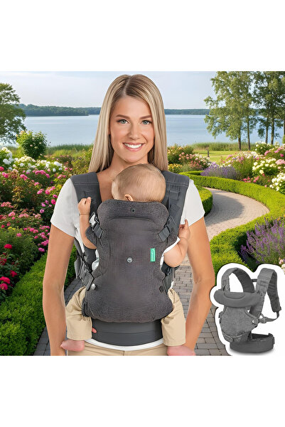 Elindor Marsupiu ergonomic pentru bebeluși Elindor® cu suport lombar, greutate maximă suportată 15 kg, 33 x 47 cm, gri