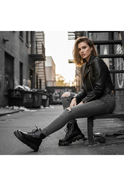 OEM Women's platform boots, warm lining inside, eco-leather, 826-1