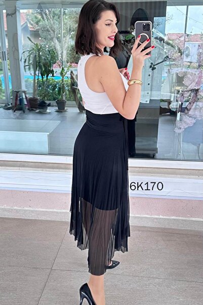 İnce Topuk Tulle Skirt with Belt 6K170