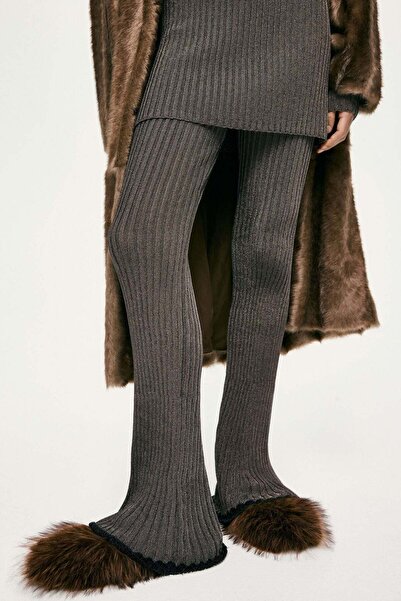 H&M Metallic rib-knit trousers