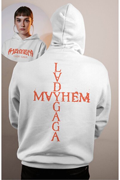 Fuddy Moda Unisex Lady Gaga Back Printed Hooded Sweatshirt, Oversized Rock Band Mayhem Themed Hoodie