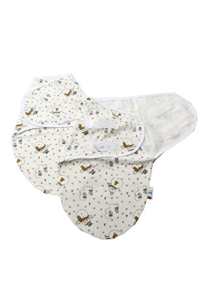 BalticBebe Set 2 buc Sistem de Infasare, BalticBebe, Bumbac, Alb, Om de zapada, Muselina flausata, 0-3 luni