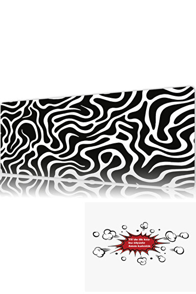 urzuva Zebra Desen 90x40 4MM Kalınlık Premium Gaming oyuncu mousepad, Anti Sl...