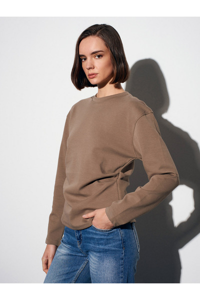 Dilvin 32280 Gathered Sides Top - Light Khaki