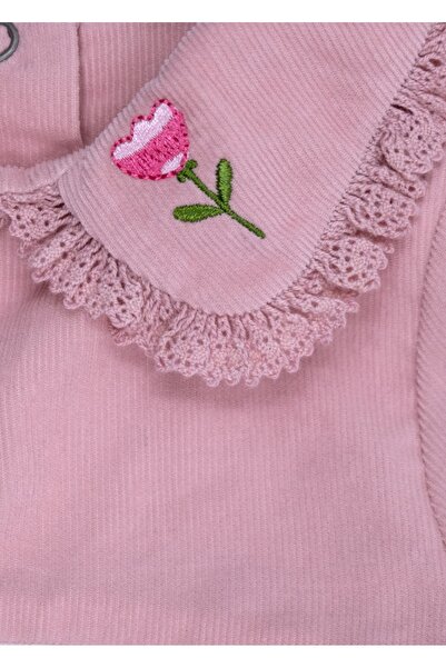 Ozmoz By Mukadder Özden Velvet Embroidery and Lace Winter Baby Girl Dress