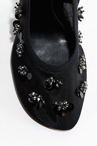 H&M Embellished mesh slingbacks