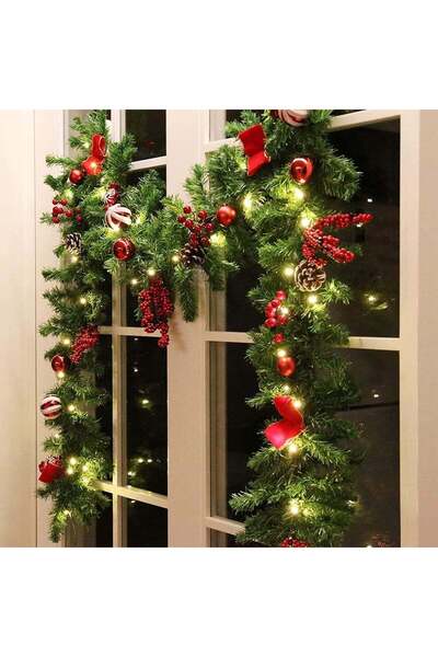 Sofia Store Ghirlanda de Craciun, din Brad Artificial cu Decoratiuni, cu Bate...