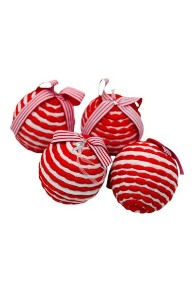 Sofia Store Set 4 globuri de Craciun material tricotat, 9×9cm