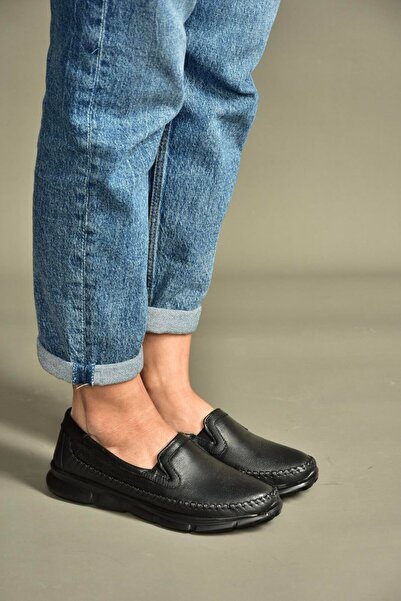 Fox Shoes U555060203 Black Genuine Leather Comfort Orthopedic Sole Casual Women's Shoes