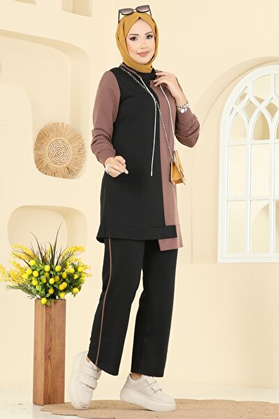ModaMerve Bağcık Taş Detaylı Takım 2750SL432-MS Siyah