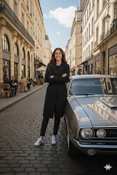 kleshus Marta Coat Black Belted Pocketed Long Cashmere Winter Women's Coat-46