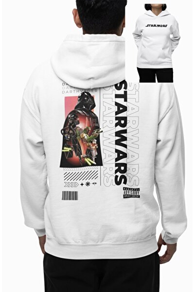 Fuddy Moda Unisex Darth Vader Back Printed Hooded Sweatshirt, Oversized Star Wars Themed Hoodie