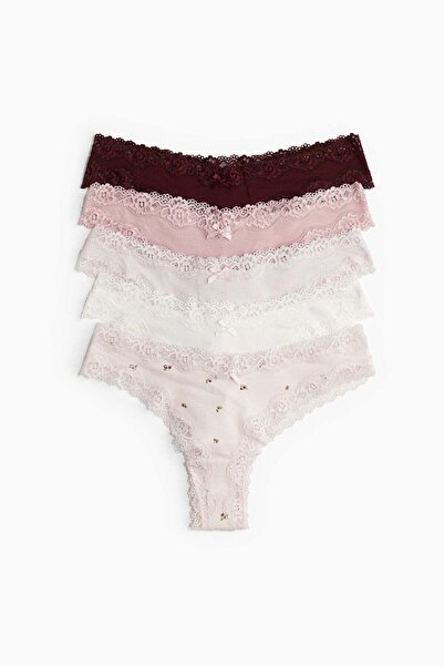 H&M 5-pack cotton and lace Brazilian briefs