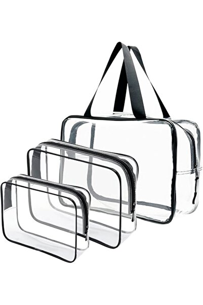 ECVV 3 قطع من حقائب المكياج الشفافة للسفر - حقائب أدوات الزينة التجميلية المق...