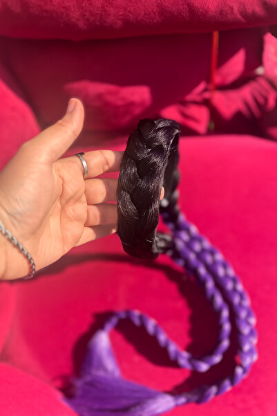 YASEMİN KAPLAN تاج محبوك باللون الأرجواني - إكسسوار شعر نسائي - تاج محبوك ملون