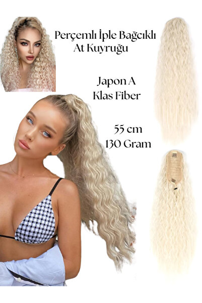 YARAT Afrika Stili Platinium Blonde Bağcıklı At Kuyruğu Peruk 56 Cm 130/140 Gram