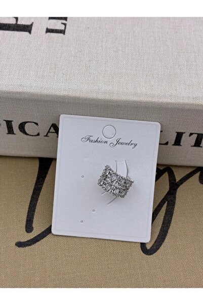 Hedef Bijuteri Silver Color 2 Row Drop Model Zircon Stone Cartilage Earring Earcuff