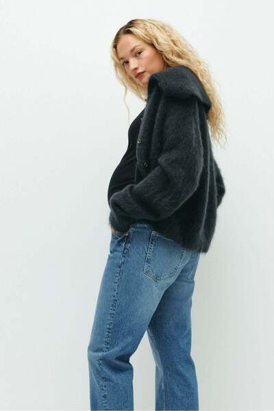 H&M ماما قبل وبعد بنطال جينز مستقيم منخفض