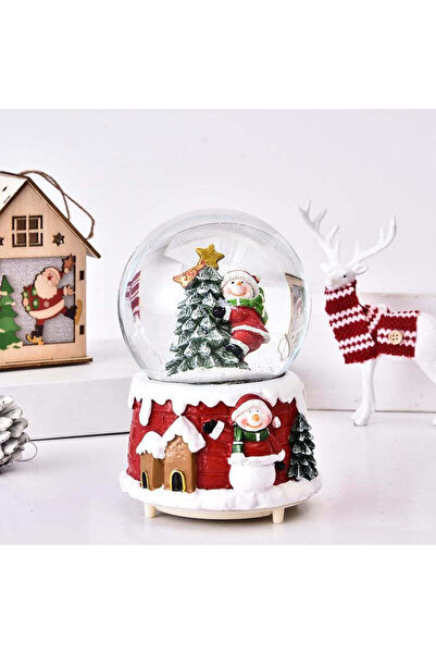 Sofia Store Decoratiune glob cu zapada, Mos Craciun in brad, diametru 4.5 cm,...