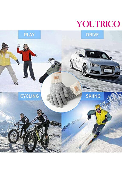 Youtrico Women's&Mem's Winter Gloves-Fleece Lining, Warm Knit-Elastic Cuffs for Cold Weather