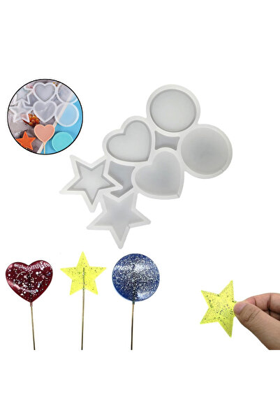 Eminonutoptanci Silicone Multi-Shape Lollipop Mold (Star, Round, Circle) - Candy & Chocolate Mold