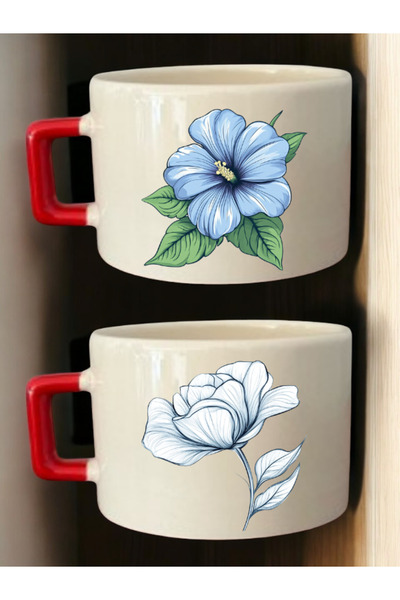 lili hediyelik Wonderful Flowers 2-Piece Mug Set - Architect Mug, Soft Drink Cup, Graduation Mug