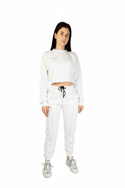 celevri Cropped tracksuit with sewn details on the front, made of 100% premium cotton, for women