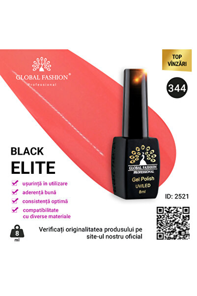 global fashion Set de 4 unități: Oja semipermanenta Black Elite, 8 ml, 344