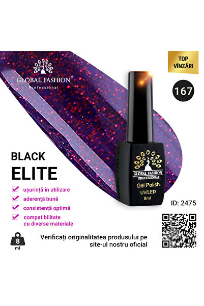 global fashion Set de 4 unități: Oja semipermanenta BLACK ELITE, 8 ml, 167