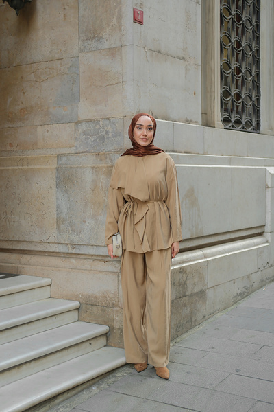 LOCCO Costum din două piese pentru femei, cu îmbrăcăminte din față, din nurcă