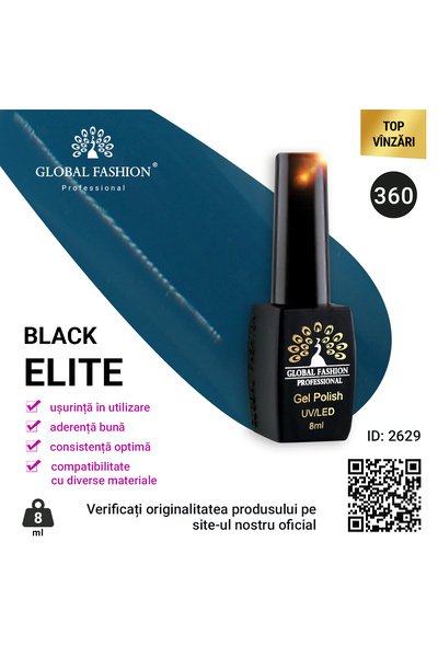 global fashion Set de 4 unități: Oja semipermanenta Black Elite, 8 ml, 360
