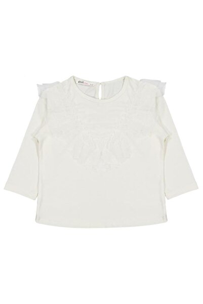 Civil Girls Tulle Ruffled Sweatshirt for Ages 2-5 - Ecru 4-5 Years