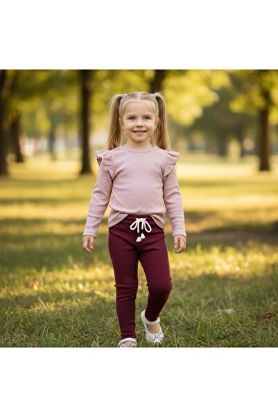 SeaBubbles Girl's Leggings Set with Ruffled Shoulders