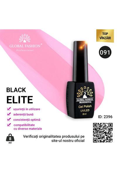 global fashion Set de 4 unități: Oja semipermanenta BLACK ELITE, 8 ml, 091