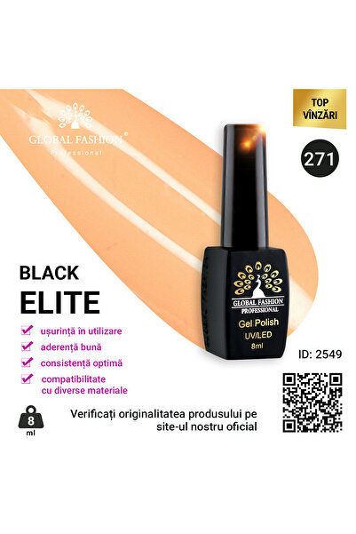 global fashion Set de 4 unități: Oja semipermanenta BLACK ELITE, 8 ml, 271