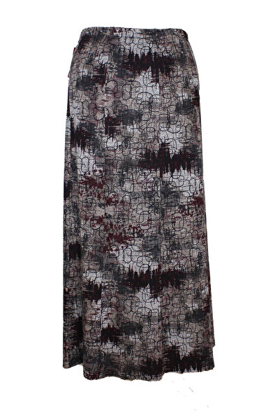 HESNA Women's Ayşen Winter 8-Piece Tan Marbled Cloud Quality Patterned Skirt