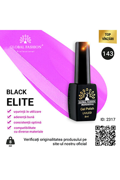 global fashion Set de 4 unități: Oja semipermanenta BLACK ELITE, 8 ml, 143