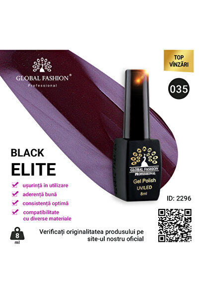 global fashion Set de 4 unități: Oja semipermanenta Black Elite, 8ml, 035