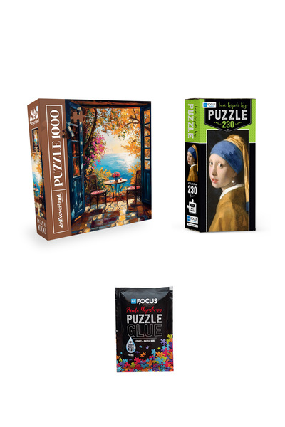 Neverland 1000 PARÇA PUZZLE HUZURLU MANZARA VE 230 PARÇA İNCİ KÜPELİ KIZ VE P...