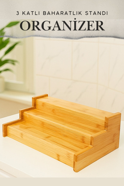 Penthouse 3 Tier Bamboo Spice Rack Stand Organizer, Spice Rack Organizer