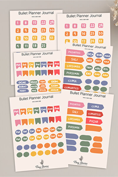 tinystoriestr مجموعة ملصقات بوليت جورنال - 6 صفحات / مفكرة، ألبوم صور، دفتر ي...