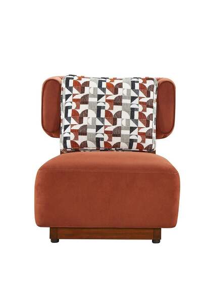 Danube Home Kumo 1 Seater Fabric Sofa - Rust Color, Durable Solid Wood Frame, 2-Year Warranty, 78x86x82cm