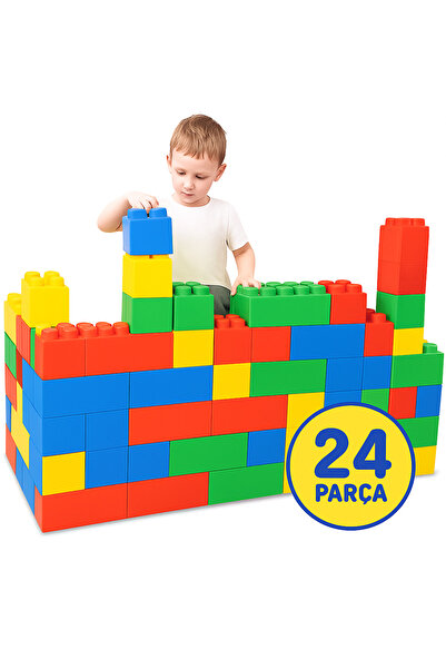 TOHA Dolu XL Tuğla Blok - 24 Parça Mega Boy Yapı Oyuncağı 3+ Yaş Eğitici Oyuncak